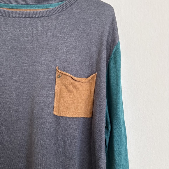 Billabong Crewneck Pullover Two Tone Sweater Front Pockets Mens Size Large - Picture 3 of 12